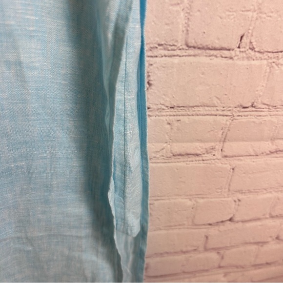 Chico's pastel blue button down layered 100% linen top size "1" SM/MED - Picture 3 of 11